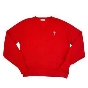 Vintage 80’s Grand Slam Munsingwear WI Badger Red V-Neck Sweater XXL Wool Blend